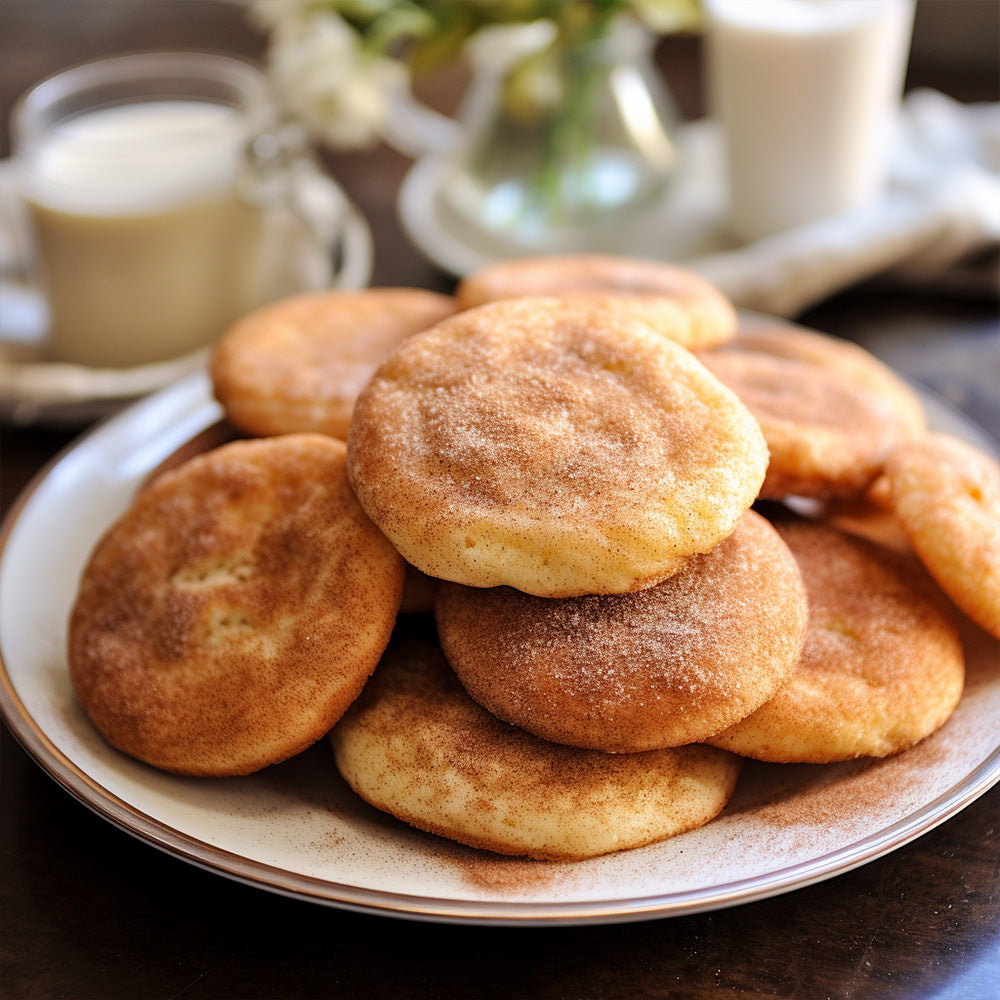 round snickerdoodle cookies on a plate