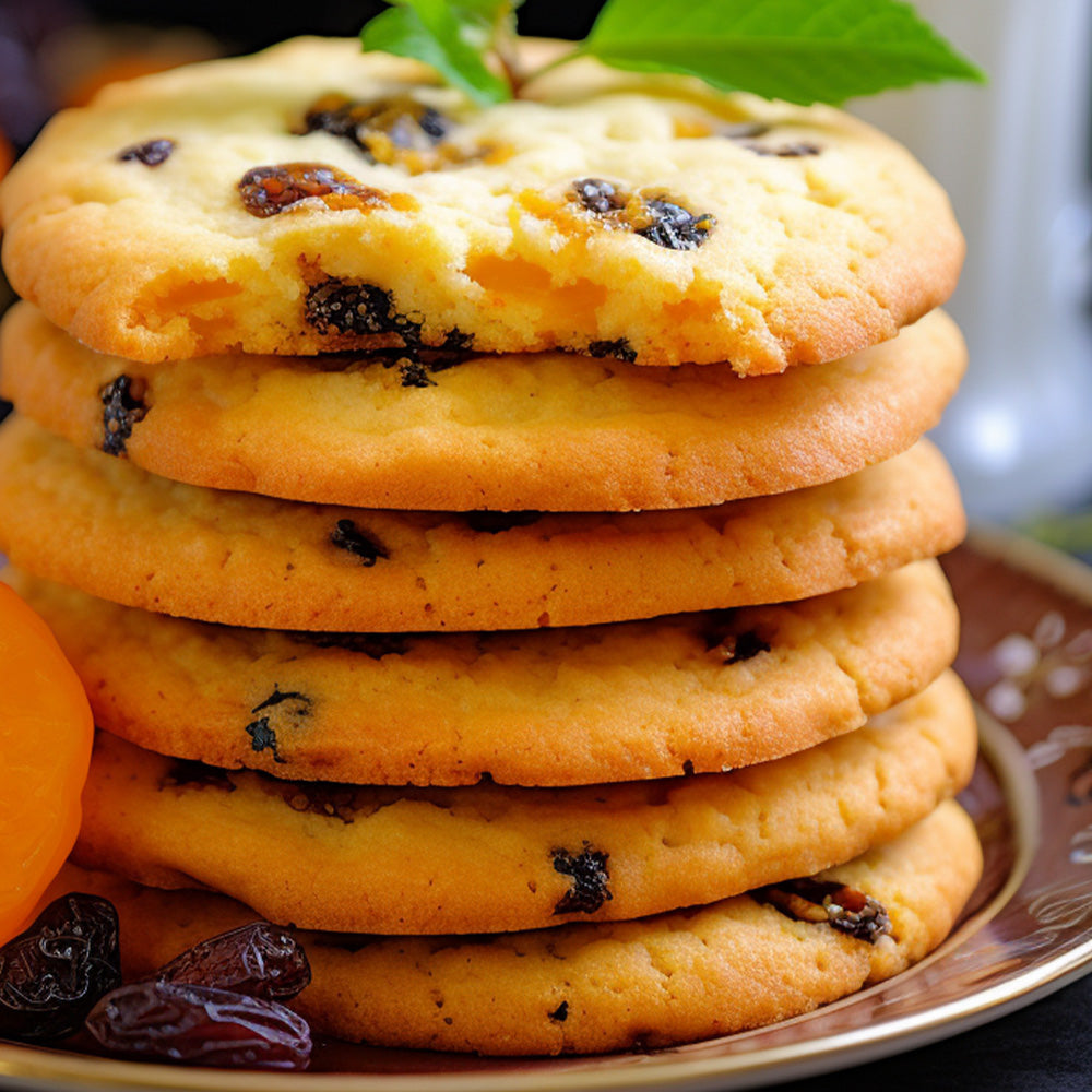 close up image of orange currant cookies