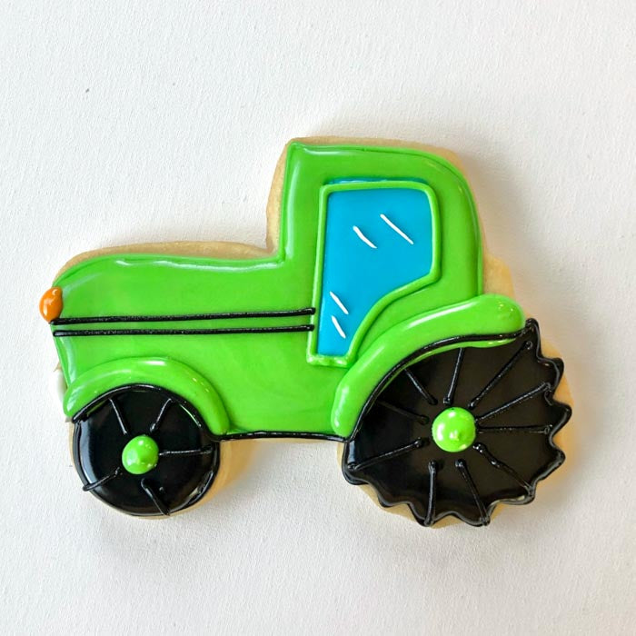 How to Decorate a Tractor Cookie with Royal Icing