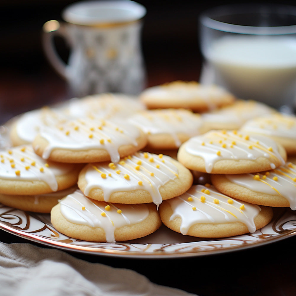 round sugar cookies dripping with a decadent buttery glaze