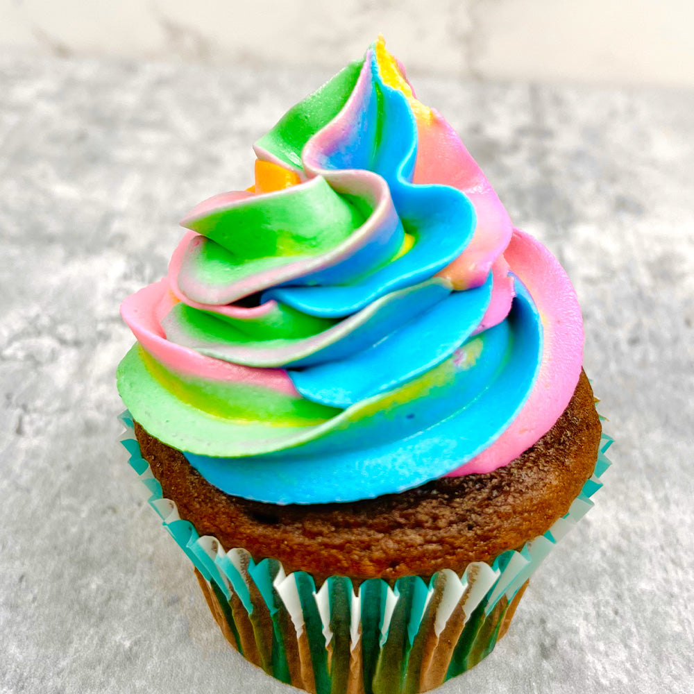 colorfully frosted cupcake