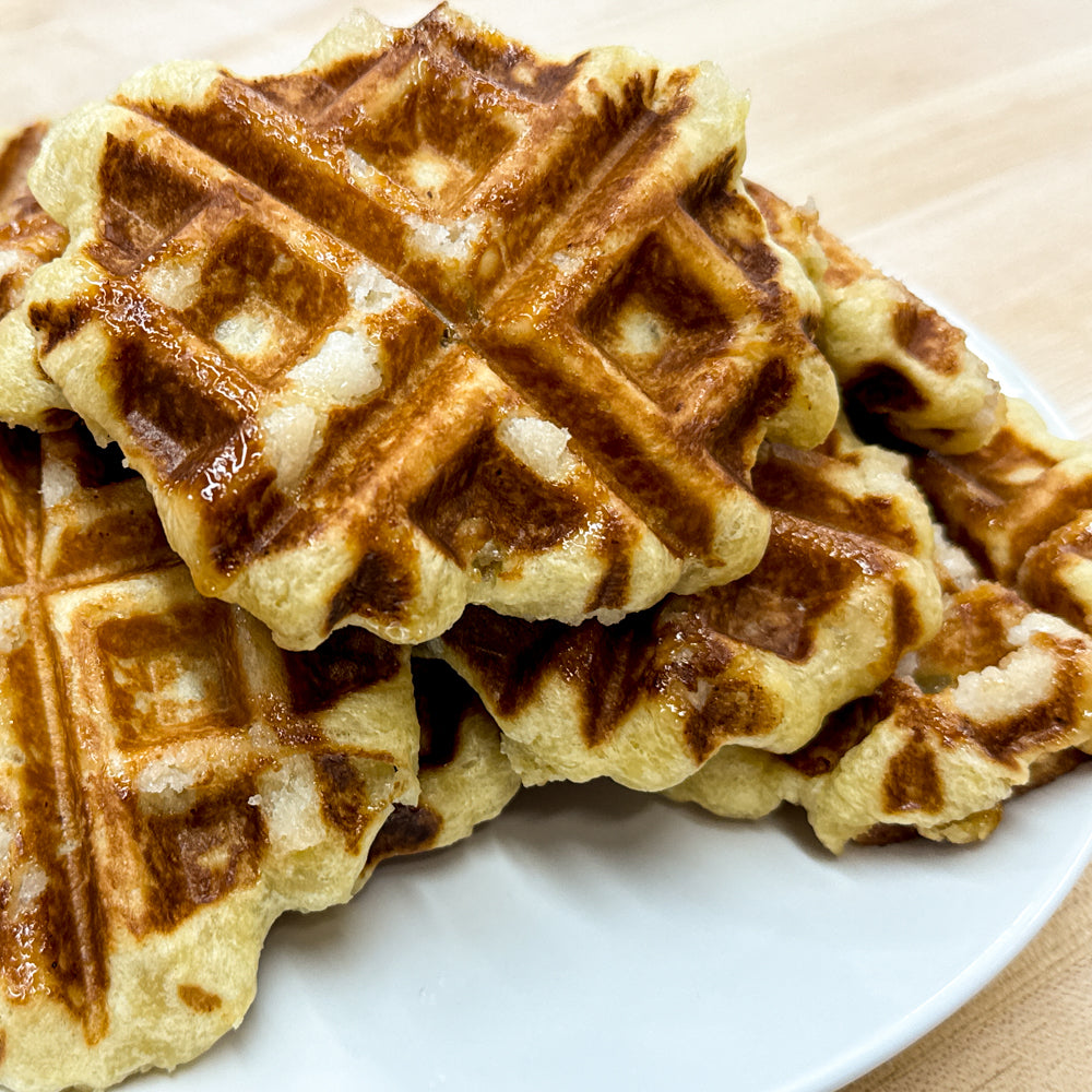Liege waffles on a white plate