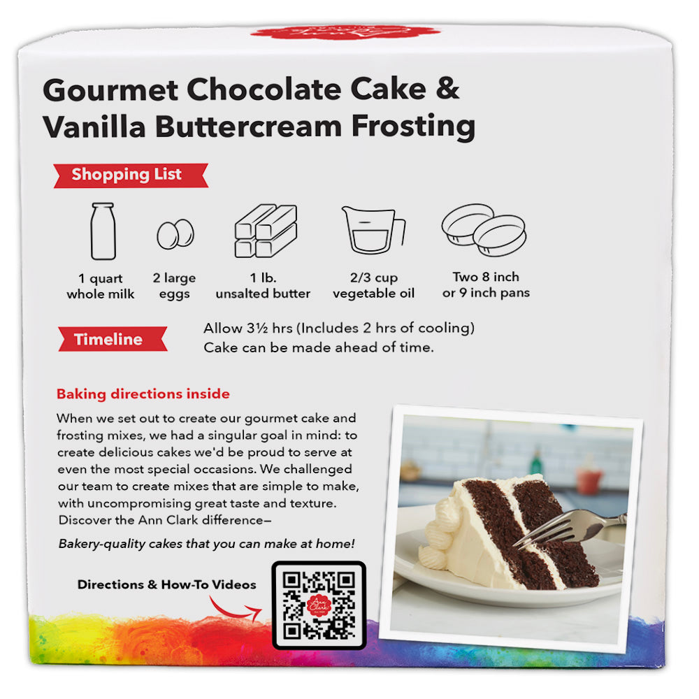Ann Clark Gourmet Chocolate Cake Mix with Vanilla Buttercream Frosting