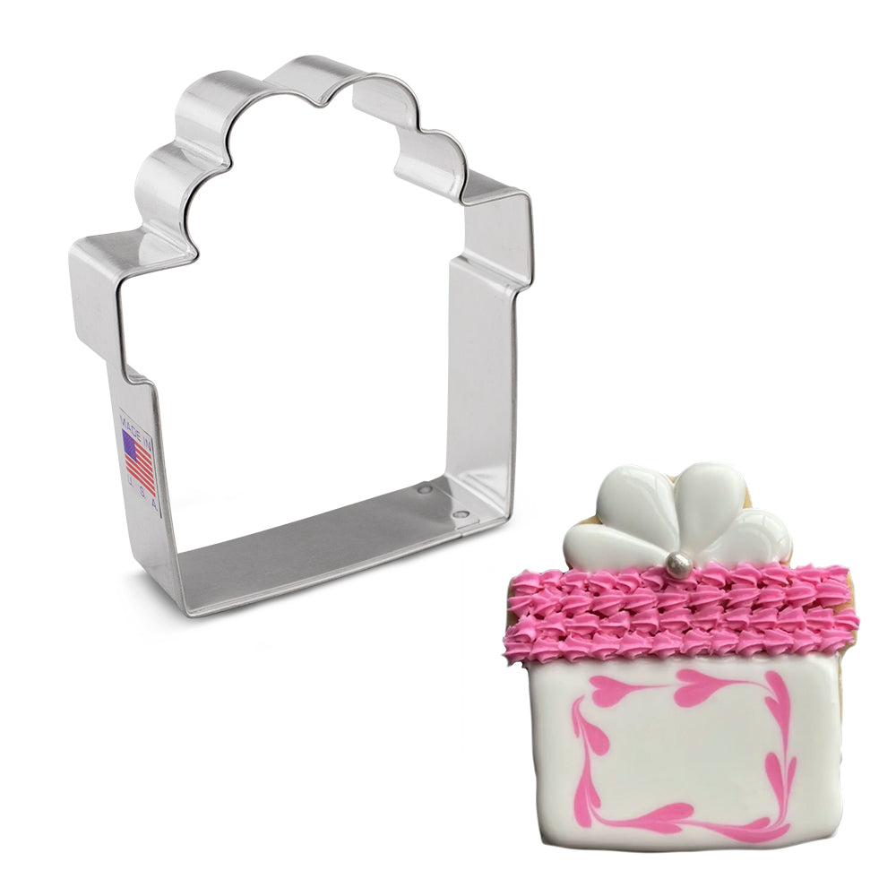 Present with Bow Cookie Cutter by Flour Box Bakery, 3.25"