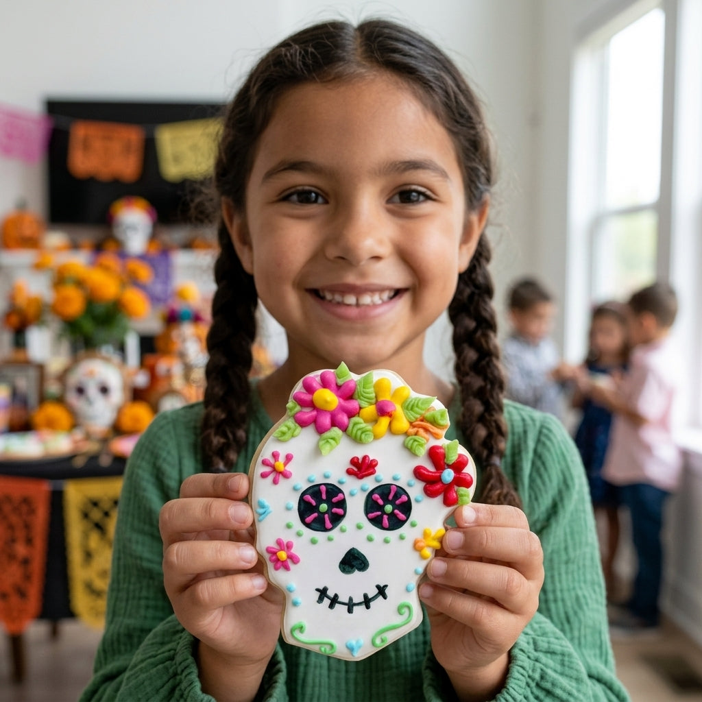 Day of the Dead Sugar Skull with Flowers Cookie Cutter