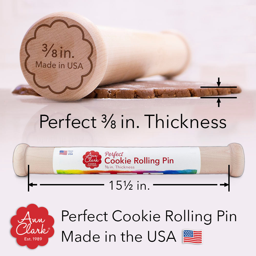 Perfect Cookie Rolling Pin 3/8 in Fixed Depth for Even Thicker Cookies